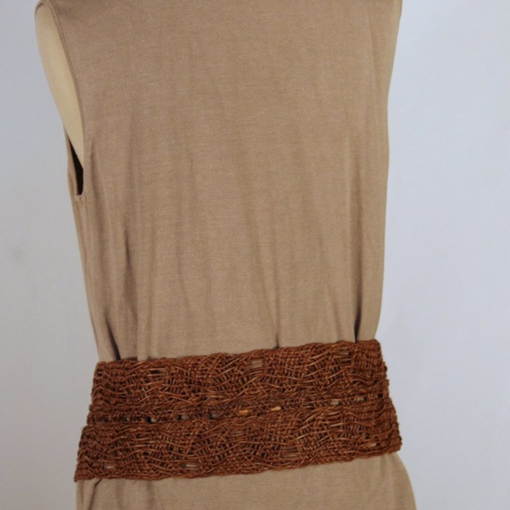 Vintage Susan Riedweg Braided Leather Wide Belt S / M Womens '90s BOHO Brown - Picture 8 of 8